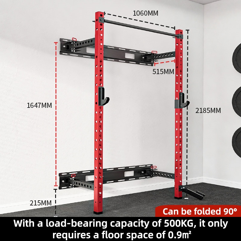 Home Gym Half Rack - English：Adjustable Power Cage Wall Mounted Folding