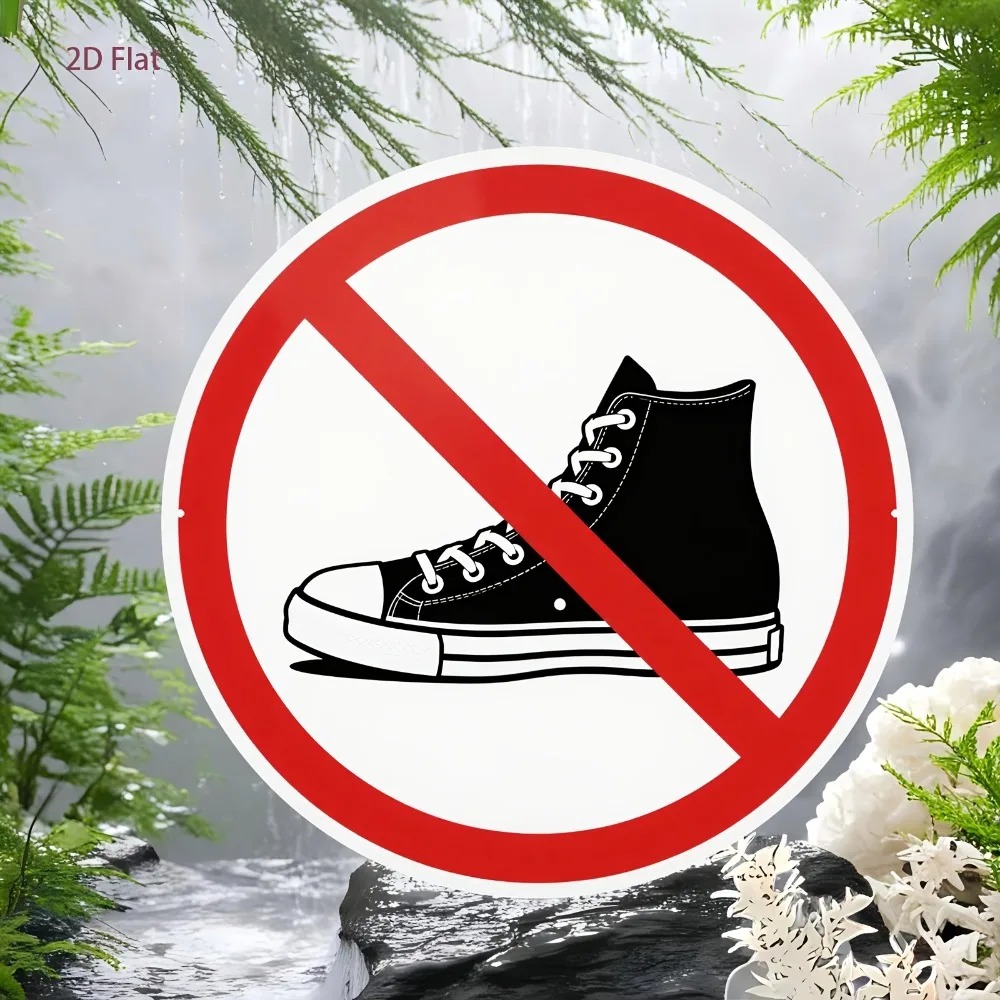 Home Gym Decor - Rustic No Shoes Allowed Sign Aluminum