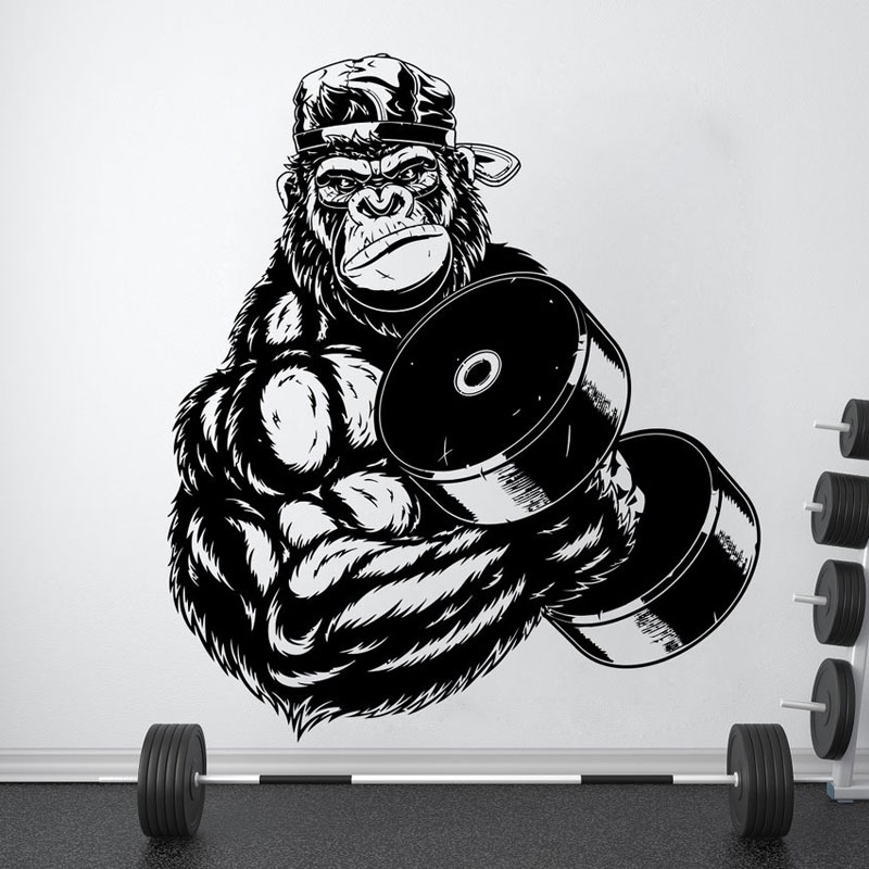 Home Gym Interior Design - Gorilla Bodybuilder Gym Fitness Wall Decals