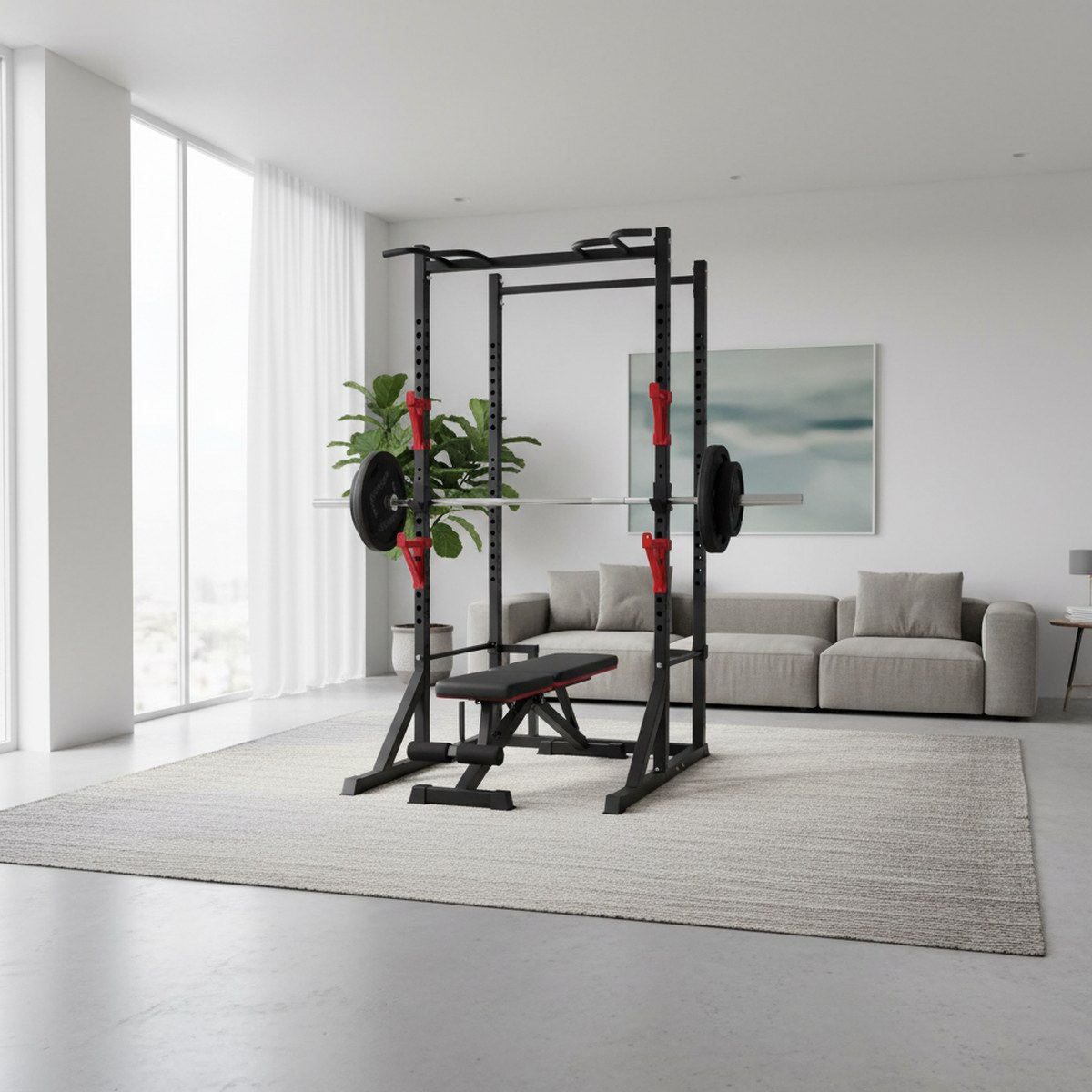 Adjustable Power Rack with Pul - Home Gym Equipment recension och pris