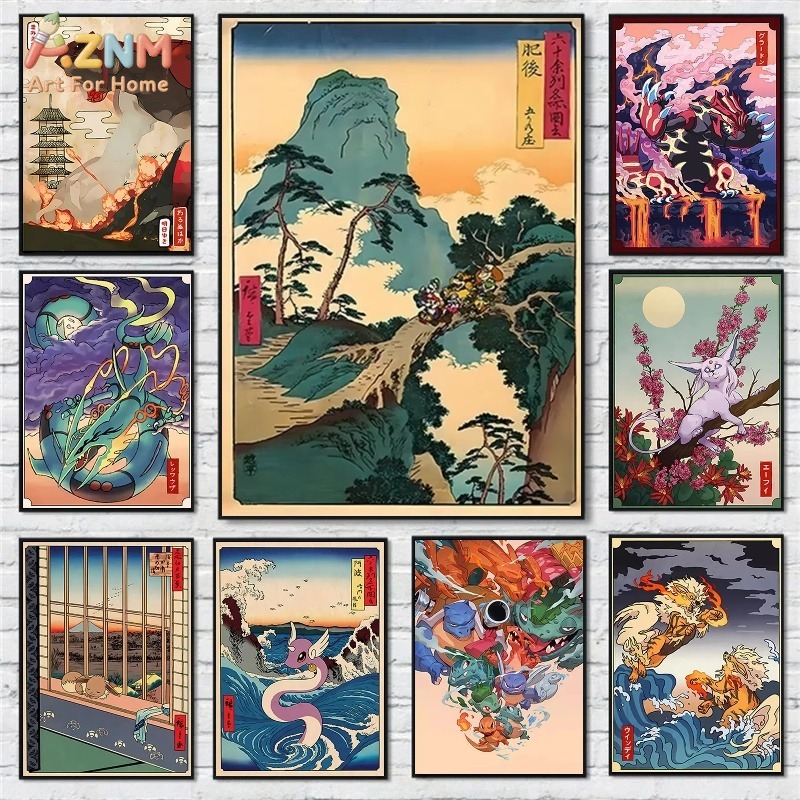 AZNM Ukiyo-e Style Pokemon Gro - Home Gym Decor recension och pris