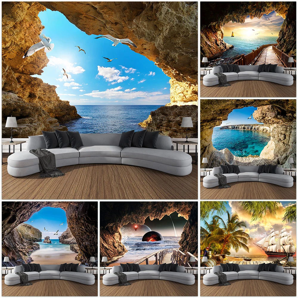 Mountain Cave Landscape Tapest - Home Gym Decor recension och pris