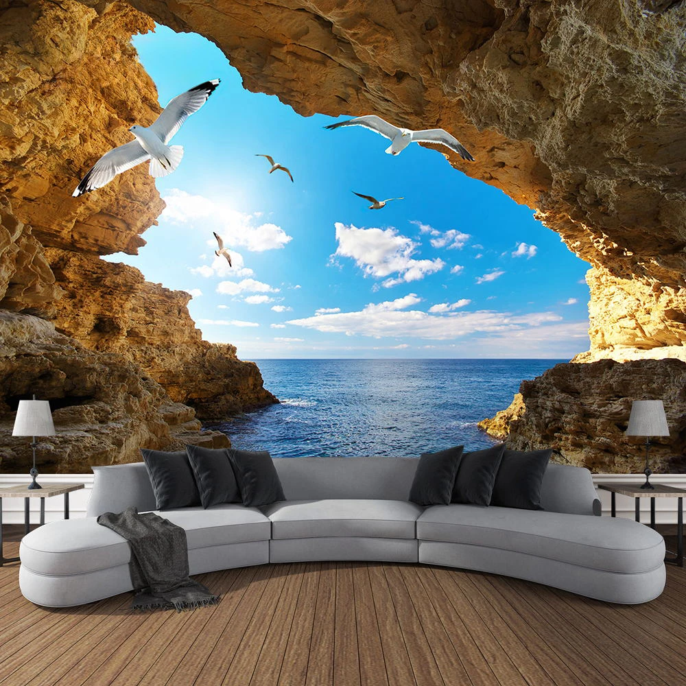 Mountain Cave Landscape Tapest - Home Gym Decor recension och pris