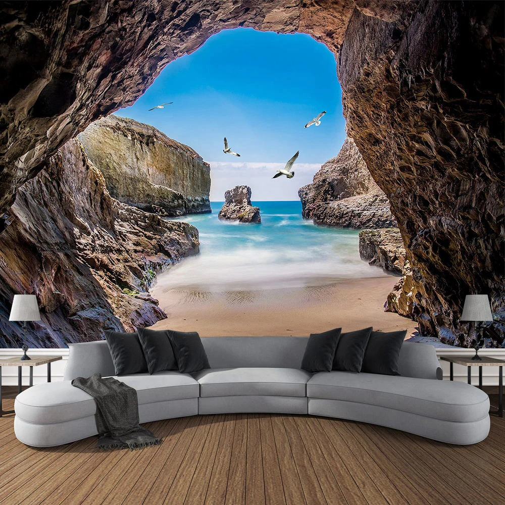 Mountain Cave Landscape Tapest - Home Gym Decor recension och pris