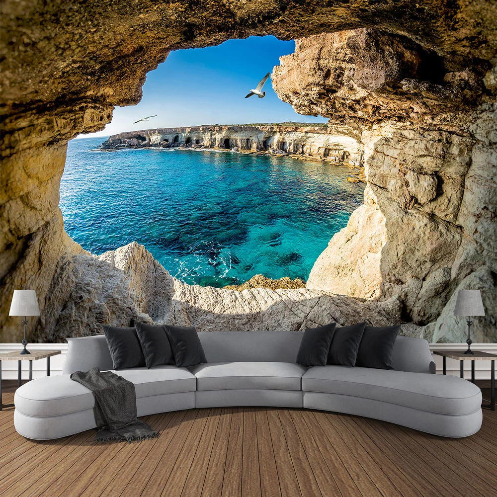 Mountain Cave Landscape Tapest - Home Gym Decor recension och pris
